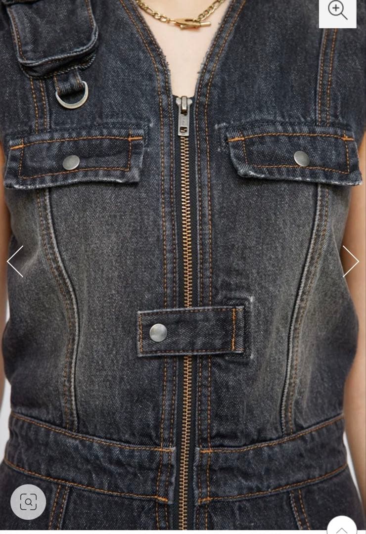 ラグアジェム　ポケットデニムミニオールインワン　ブラック　M