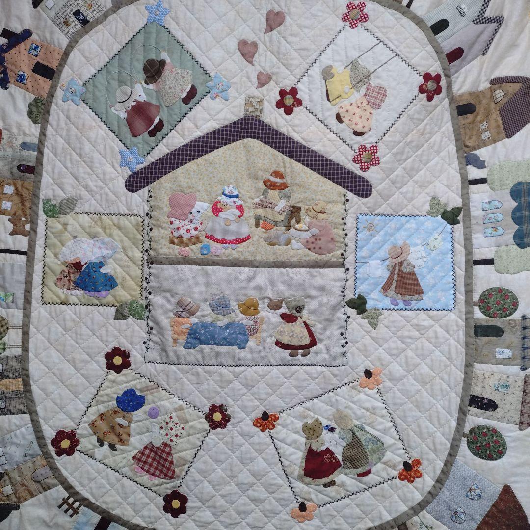 ハンドメイド　パッチワークベッドカバー