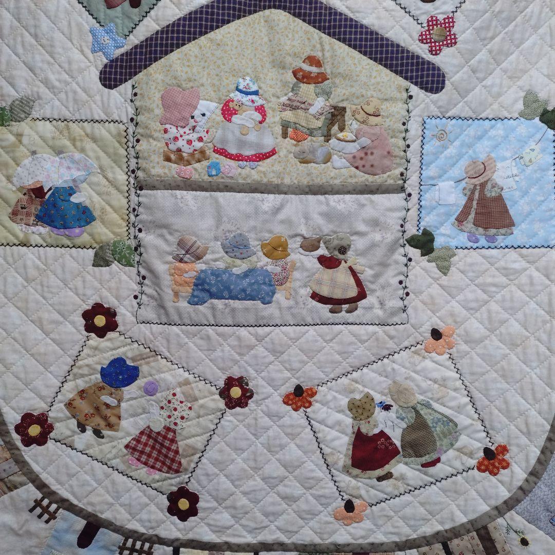 ハンドメイド　パッチワークベッドカバー