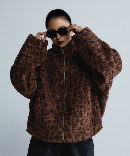 JEANASIS ジーナシス【Les Fleurs】ガラボアブルゾン レオパード