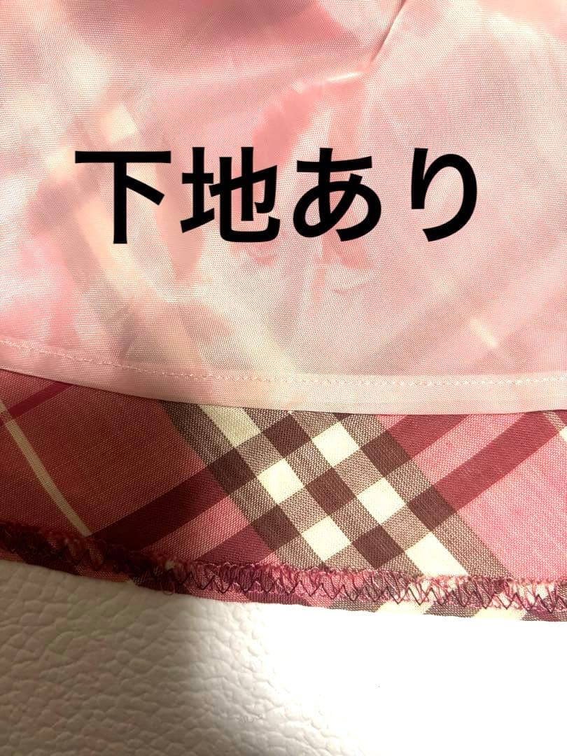 希少カラー バーバリーブルーレーベル ピンク ノバチェック 巻きスカート 38