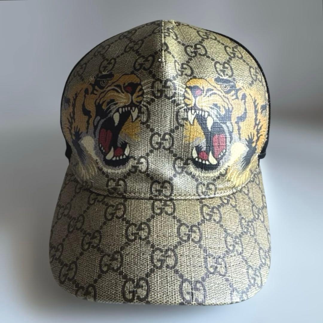 グッチ　アジャスタブルキャップ　タイガー　GGスプリーム　XLサイズ