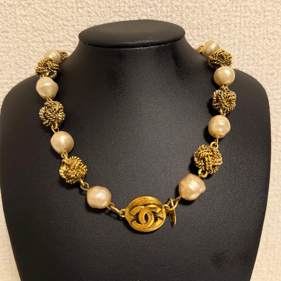 CHANEL シャネル ヴィンテージ フェイクパール　ゴールドトーン　ネックレス