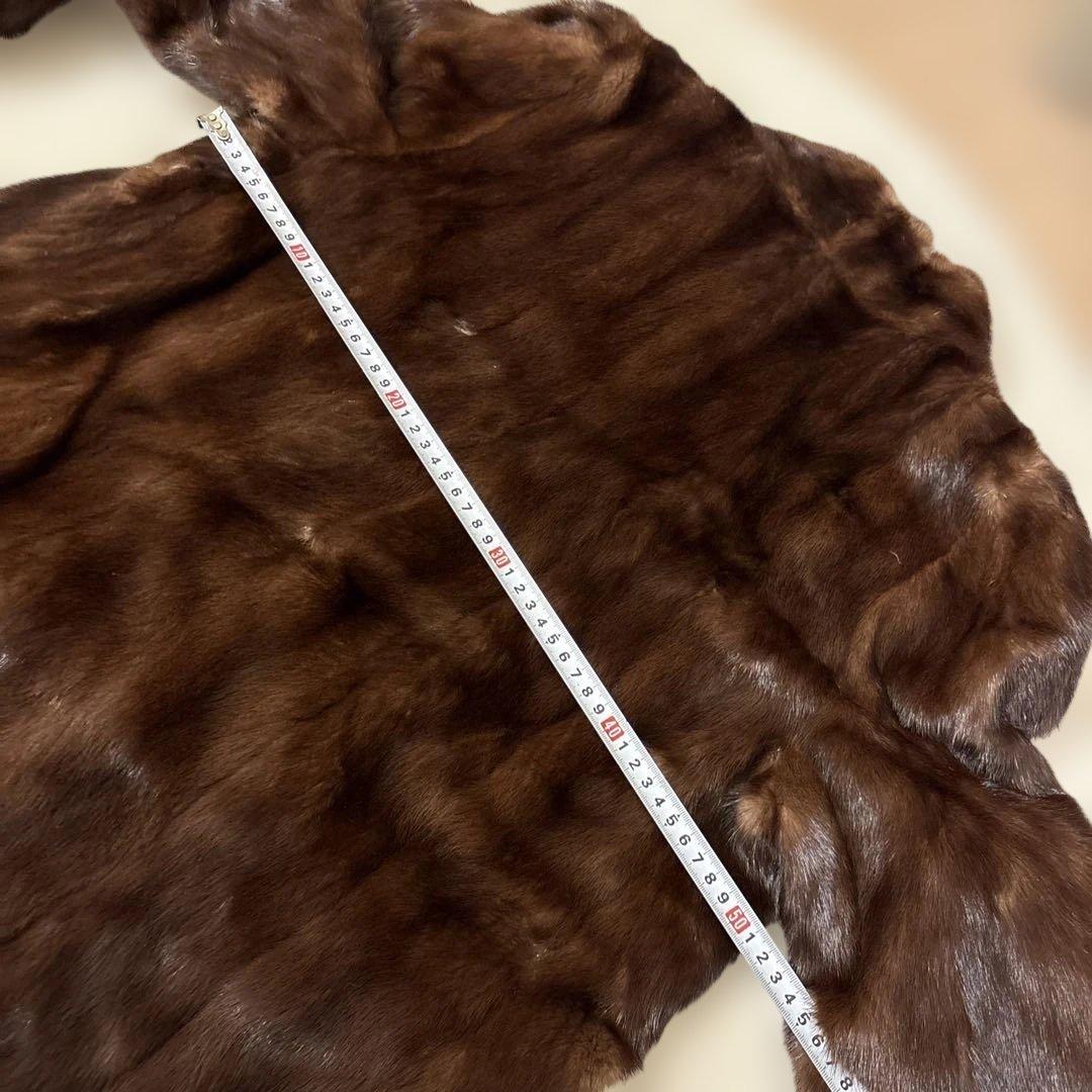 濃いめブラウン　柔らかい上質ミンクハーフコート　サイズ11号