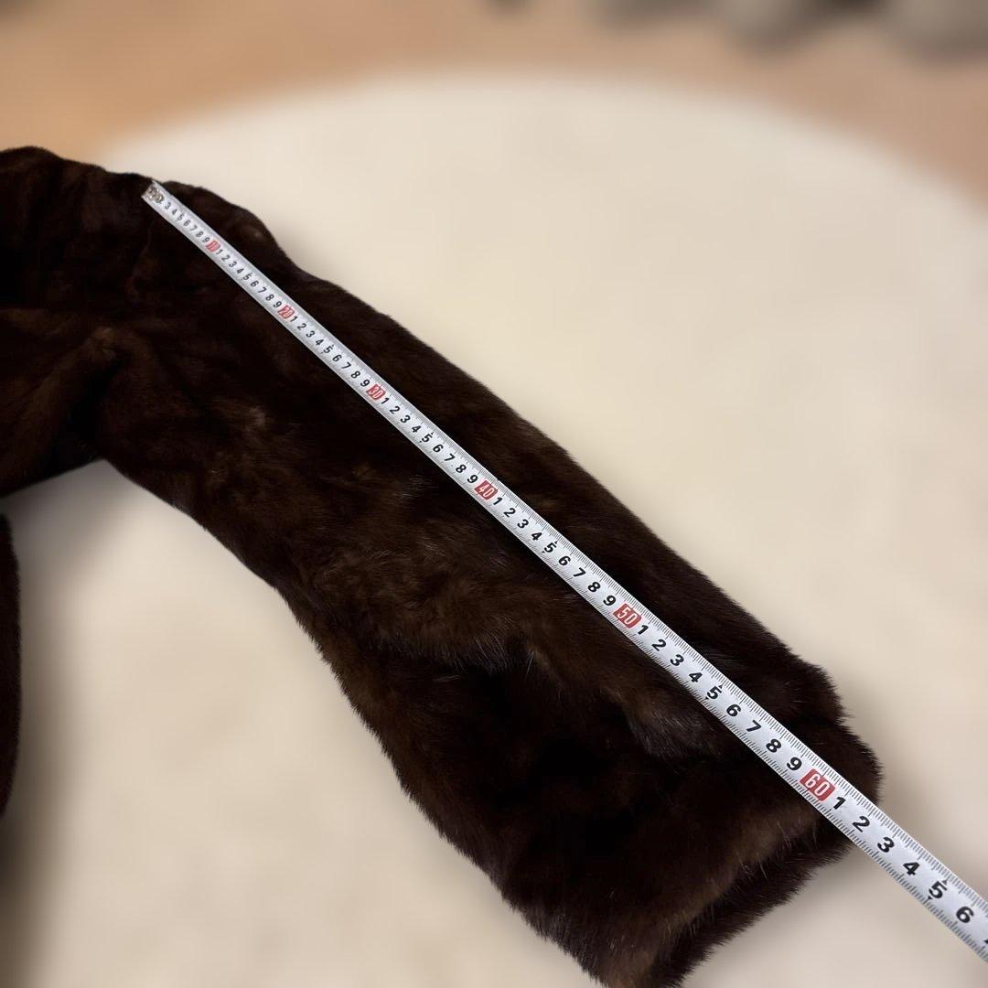 濃いめブラウン　柔らかい上質ミンクハーフコート　サイズ11号