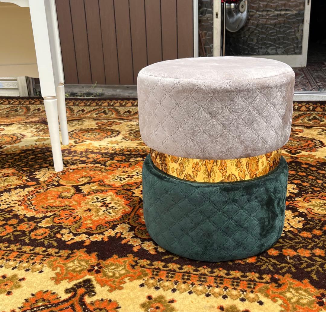 フランフラン ジェム スツール 椅子 ドレッサー用 グリーン グレー