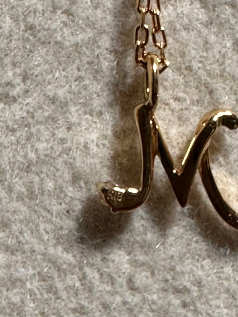 k18プチダイヤモンドネックレス　未使用！イニシャルM