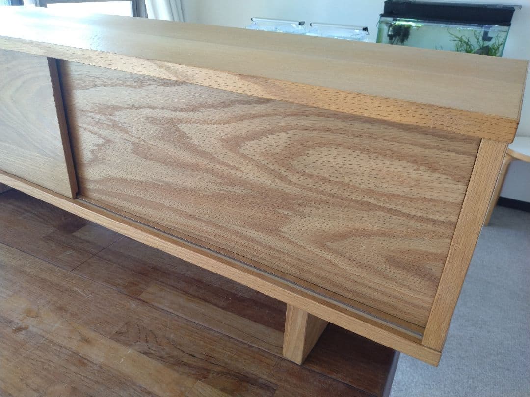 【訳あり美品】MUJI無印良品 オーク材テレビ台110cm/引戸AVラックボード