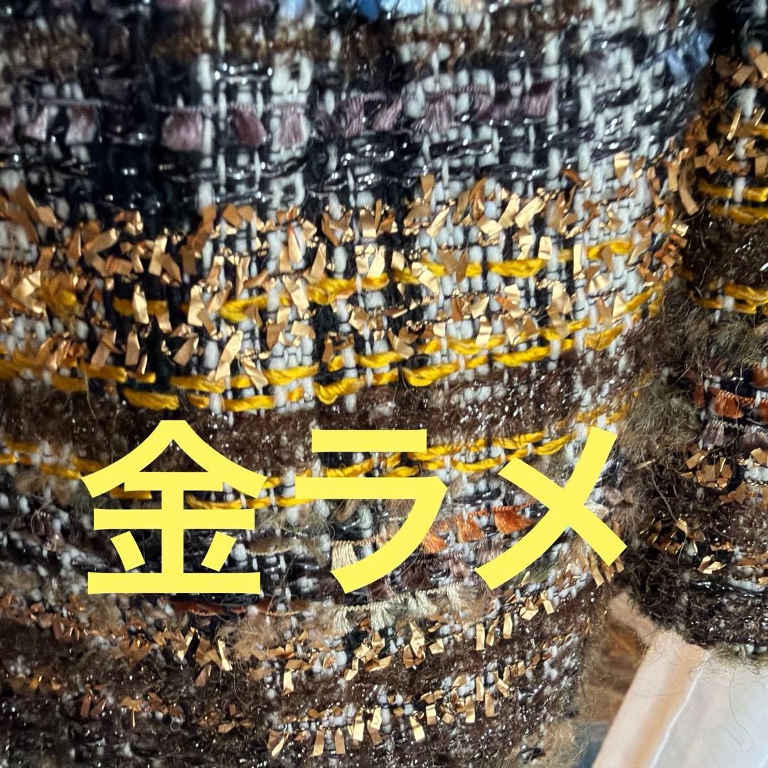 美品【Blumarine ブルマリン】ライナー付ゴールド茶系ジャケット　ファー付