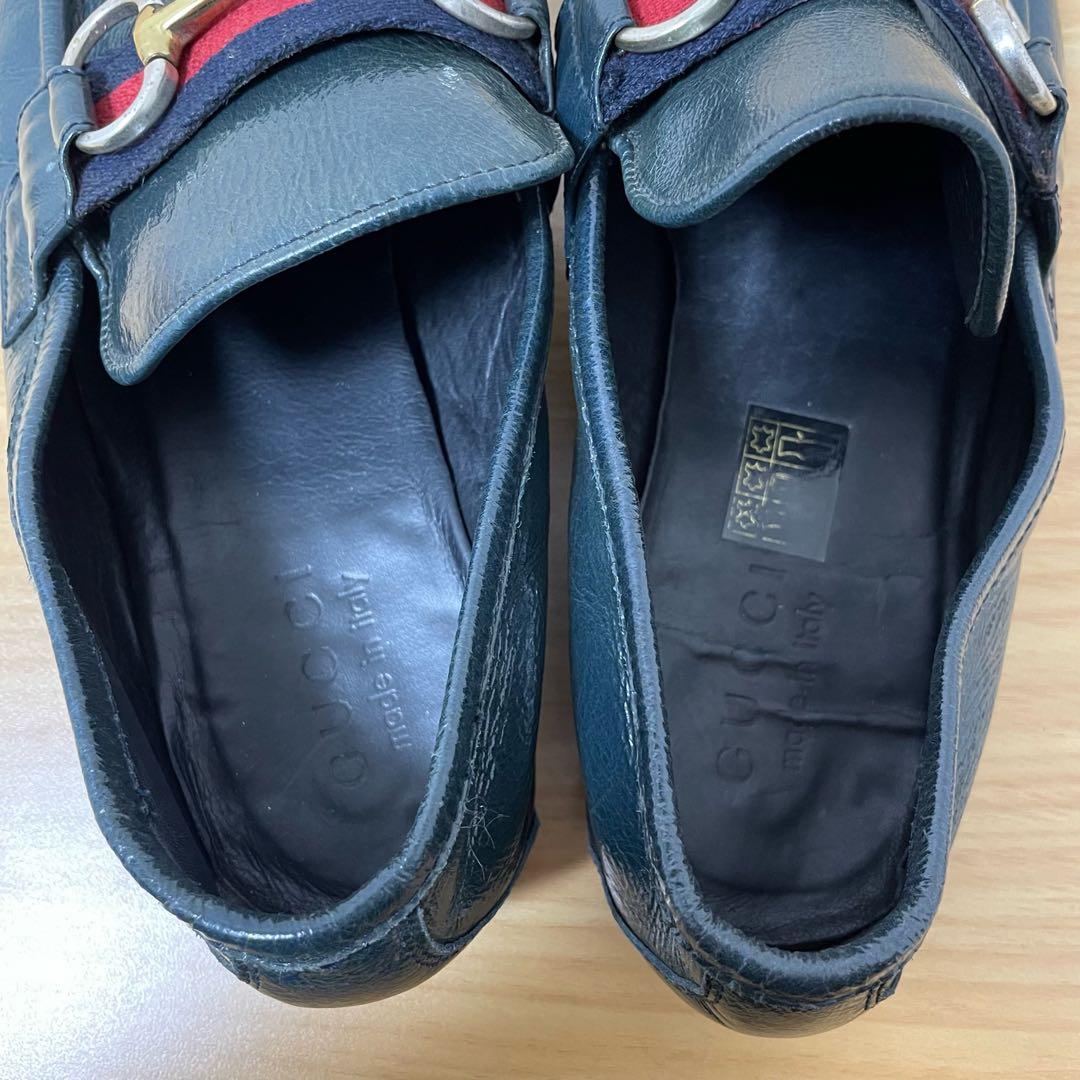 グッチ　ホースビットローファー　グリーン系　レザー　40