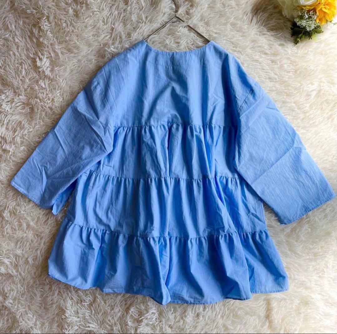 yori ストライプティアードチュニック 長袖 ブラウス