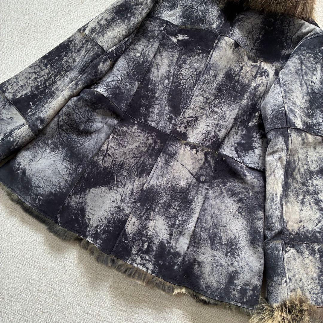 希少 ファーコート　毛皮ジャケット　リアルファー　ブルーフォックス　本革　Y2K