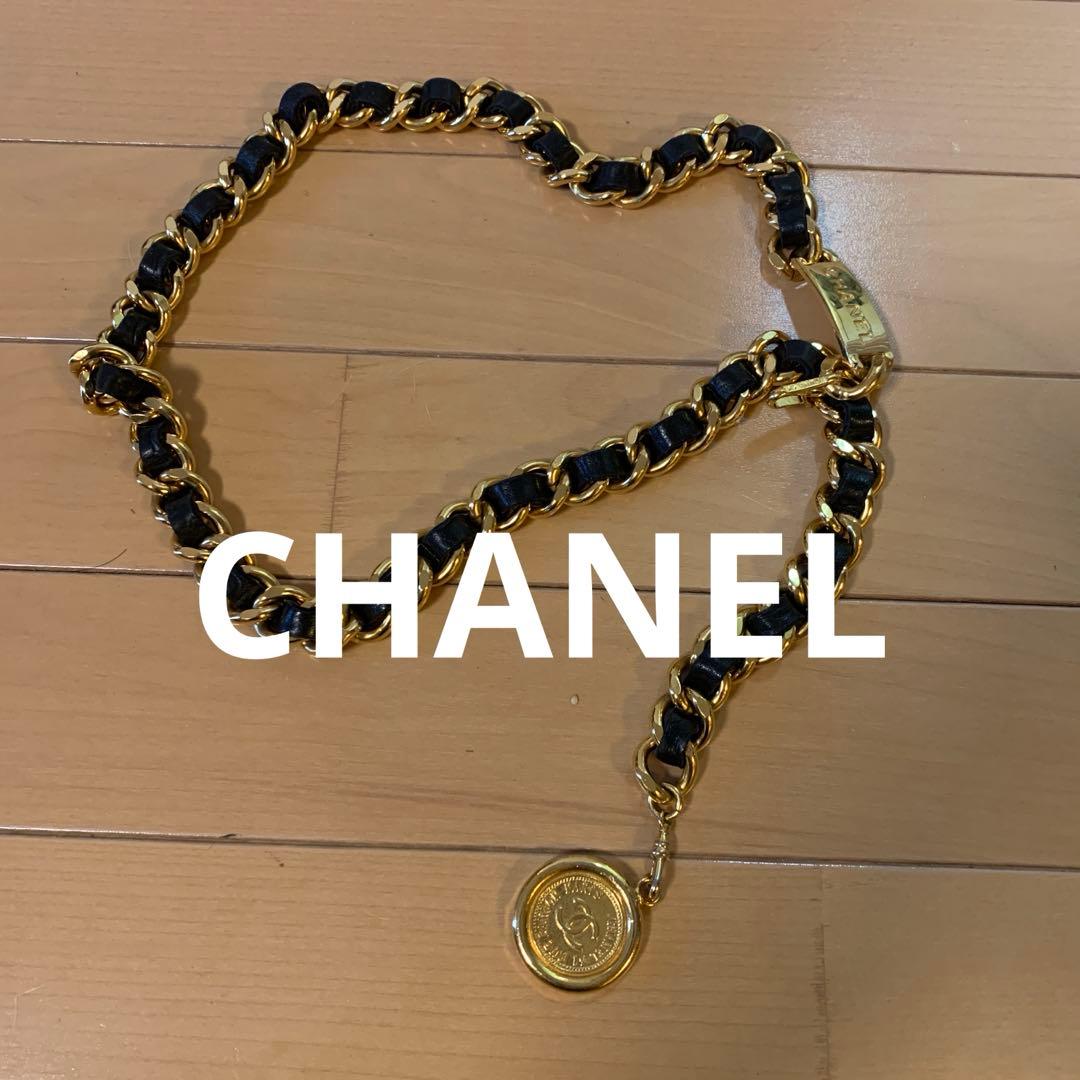 美品‼️シャネル チェーンベルト ゴールド/ブラック　定番‼️ラムスキン