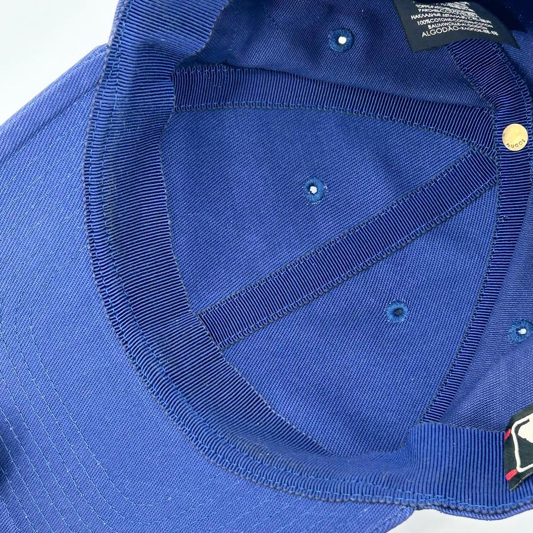 美品✨グッチ キャップ ヤンキース 刺繍 MLB ネイビー