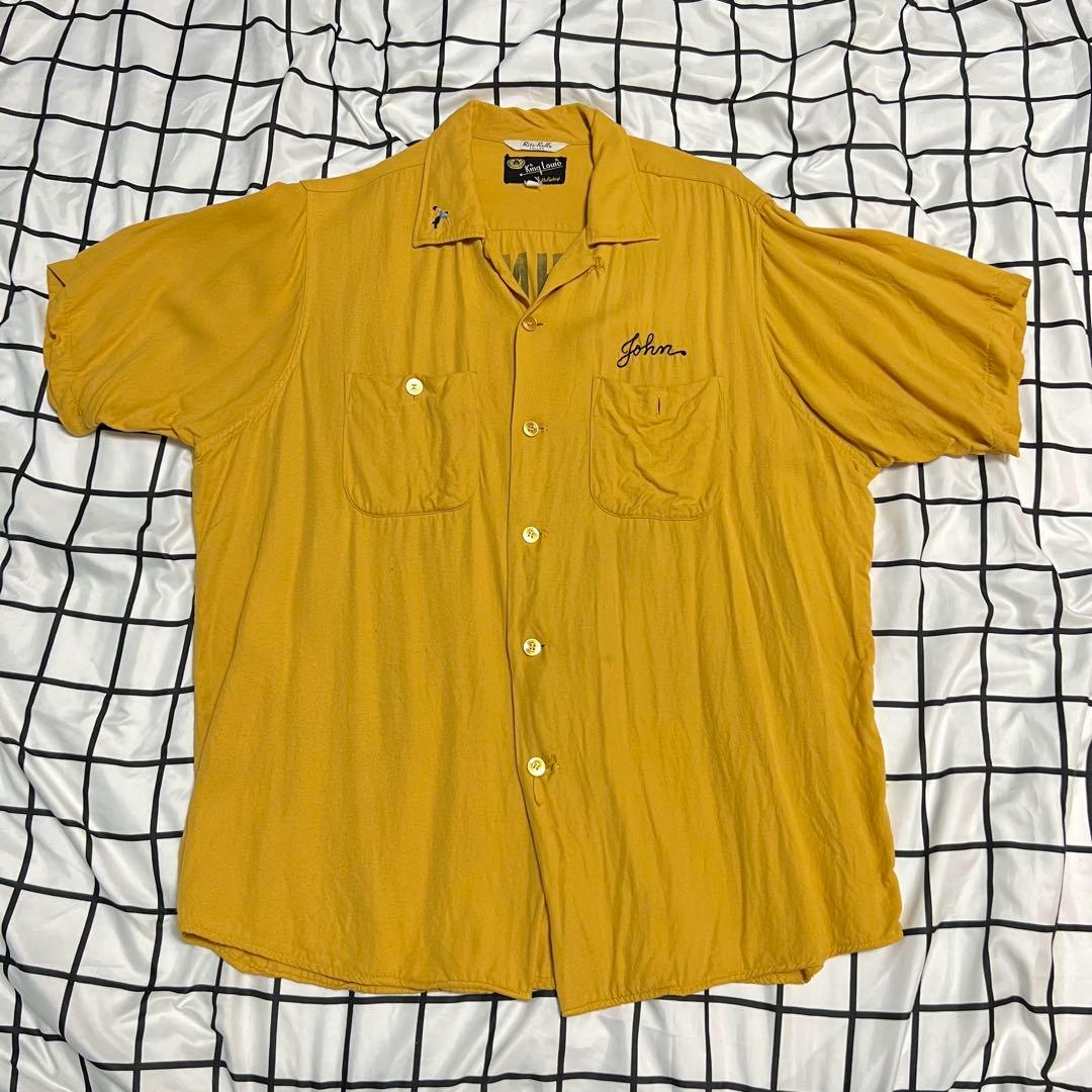 50s king louis 黒タグ ボーリングシャツ レーヨン