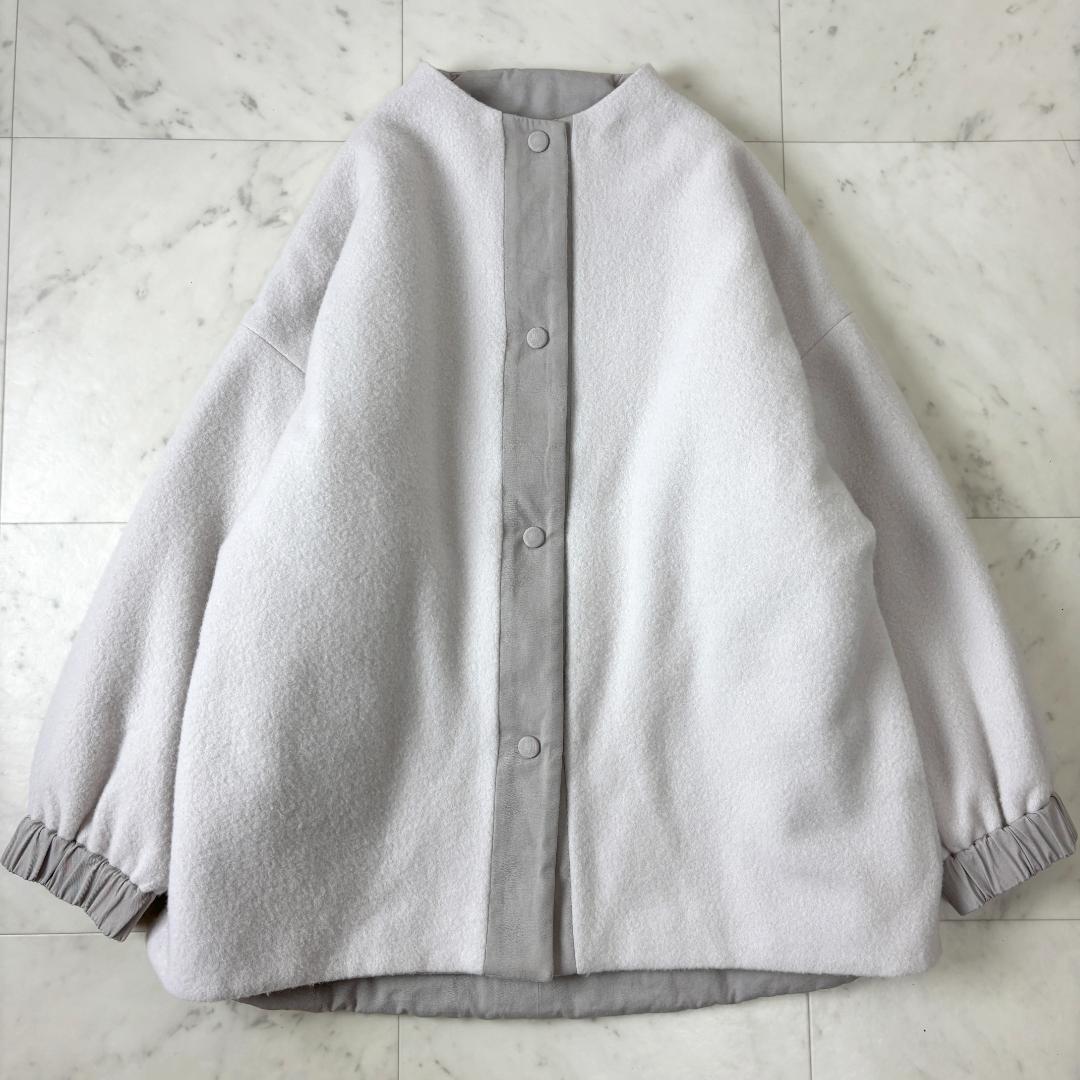 evam eva ウールパディングショートコート 1 ホワイト系 ジャケット