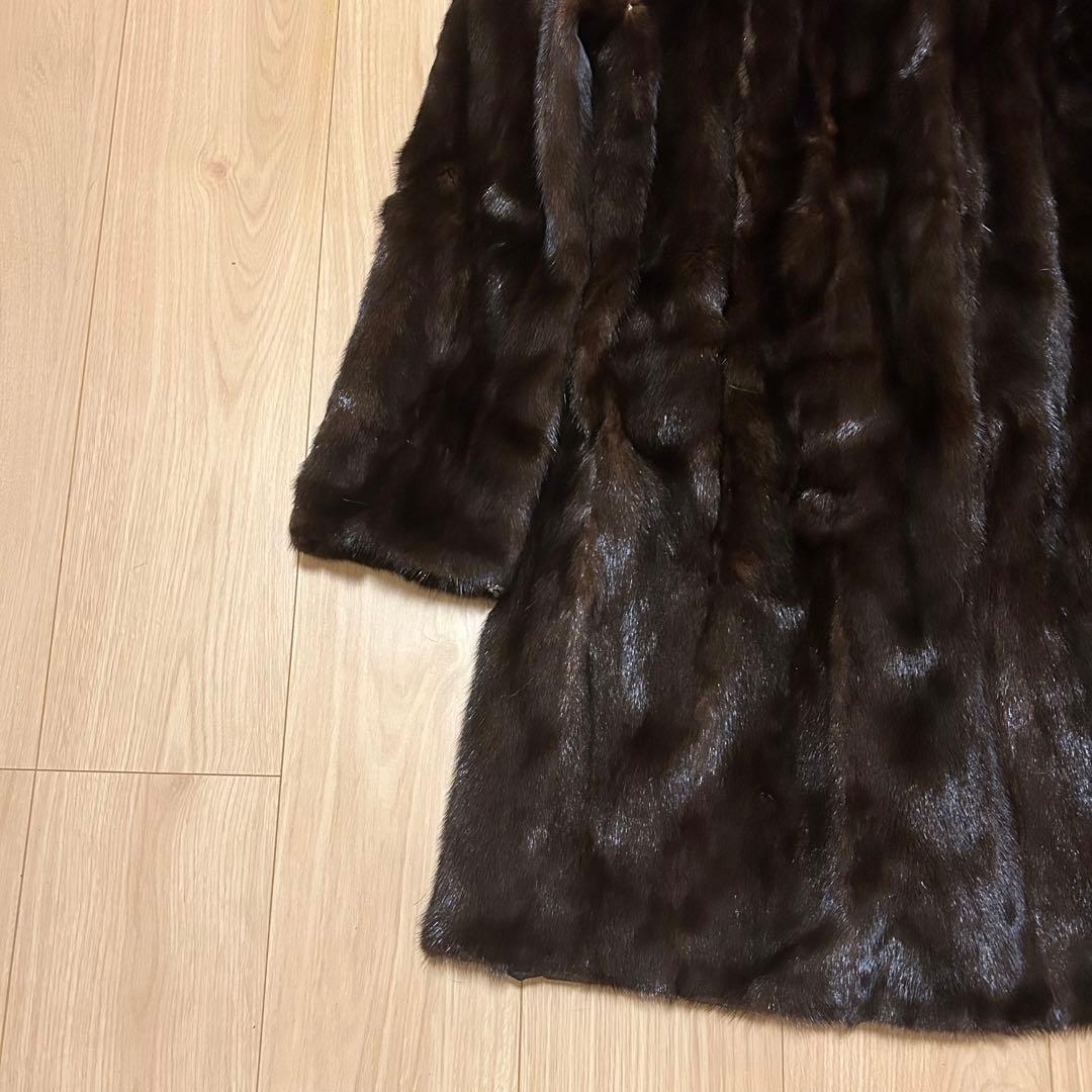 【最上級】ミンク　ロングコート　毛皮　コート　ファー　美品　フード付　O