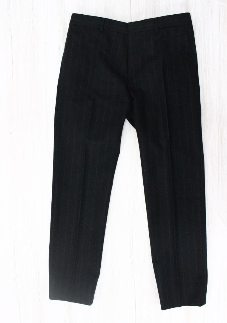 ◇美品 HERMES エルメス メンズ スーツ上下 ブラックストライプ ウール