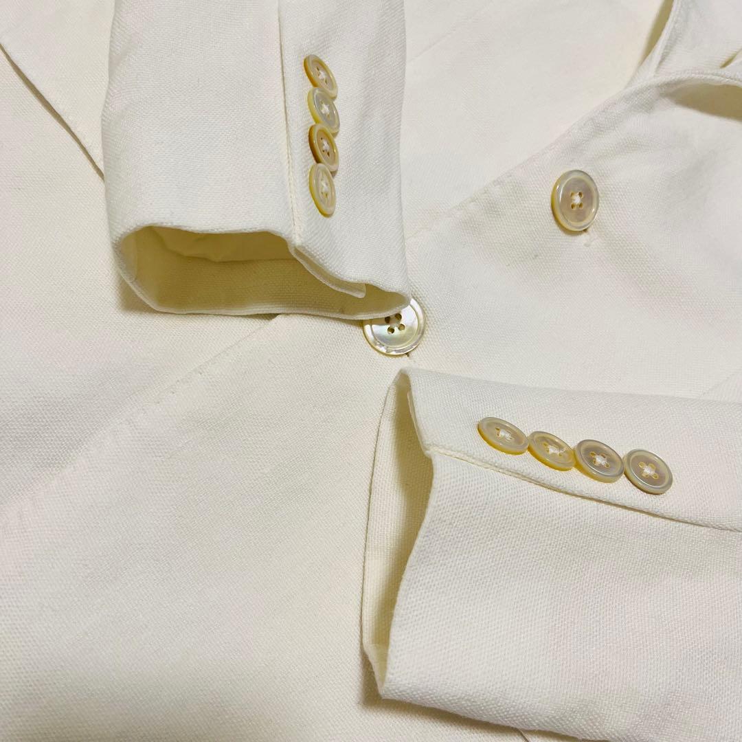 【美品】poloRalphLaurenイタリア製リネン白ジャケット現行タグM