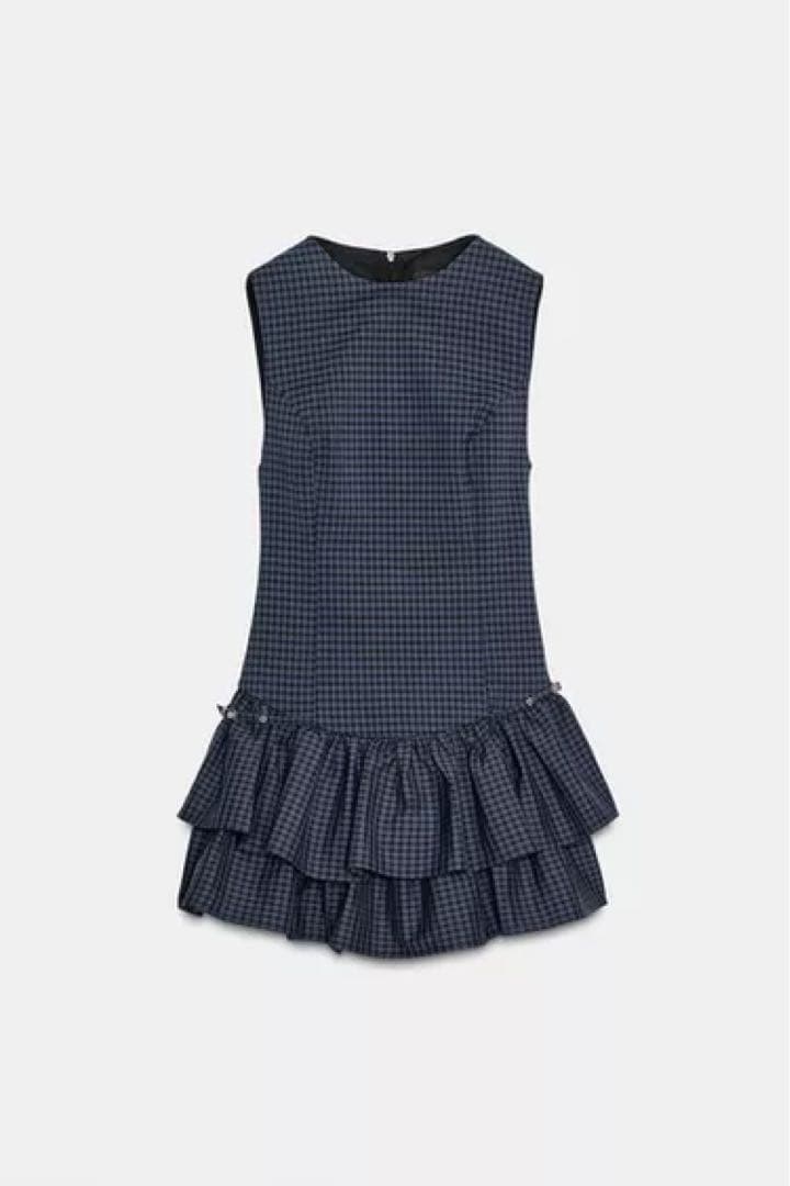 ZARA ザラ フリル付きチェック柄ショートワンピース