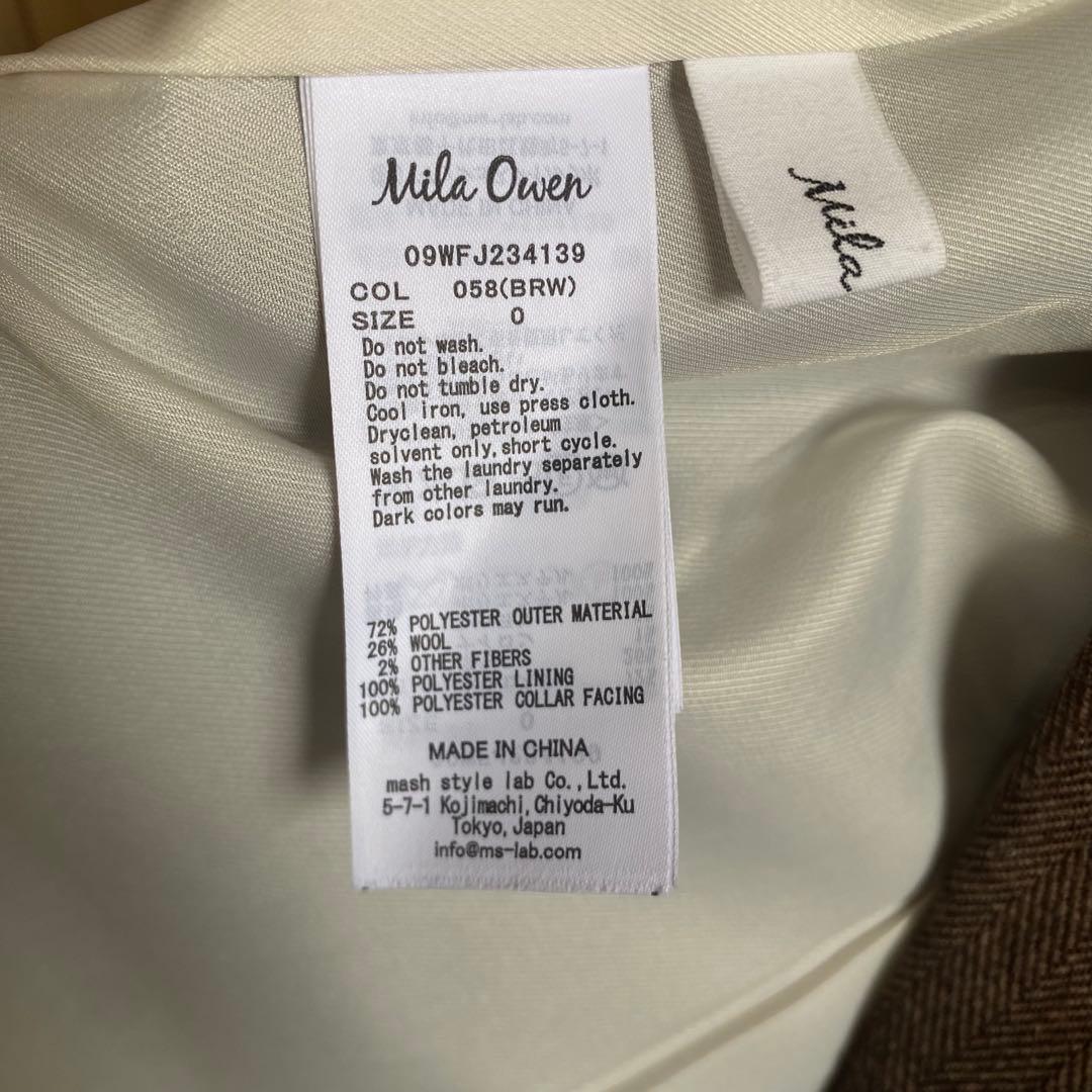 新品未使用　Mila Owen ヘリンボーン金釦ダブルブレストジャケットブラウン