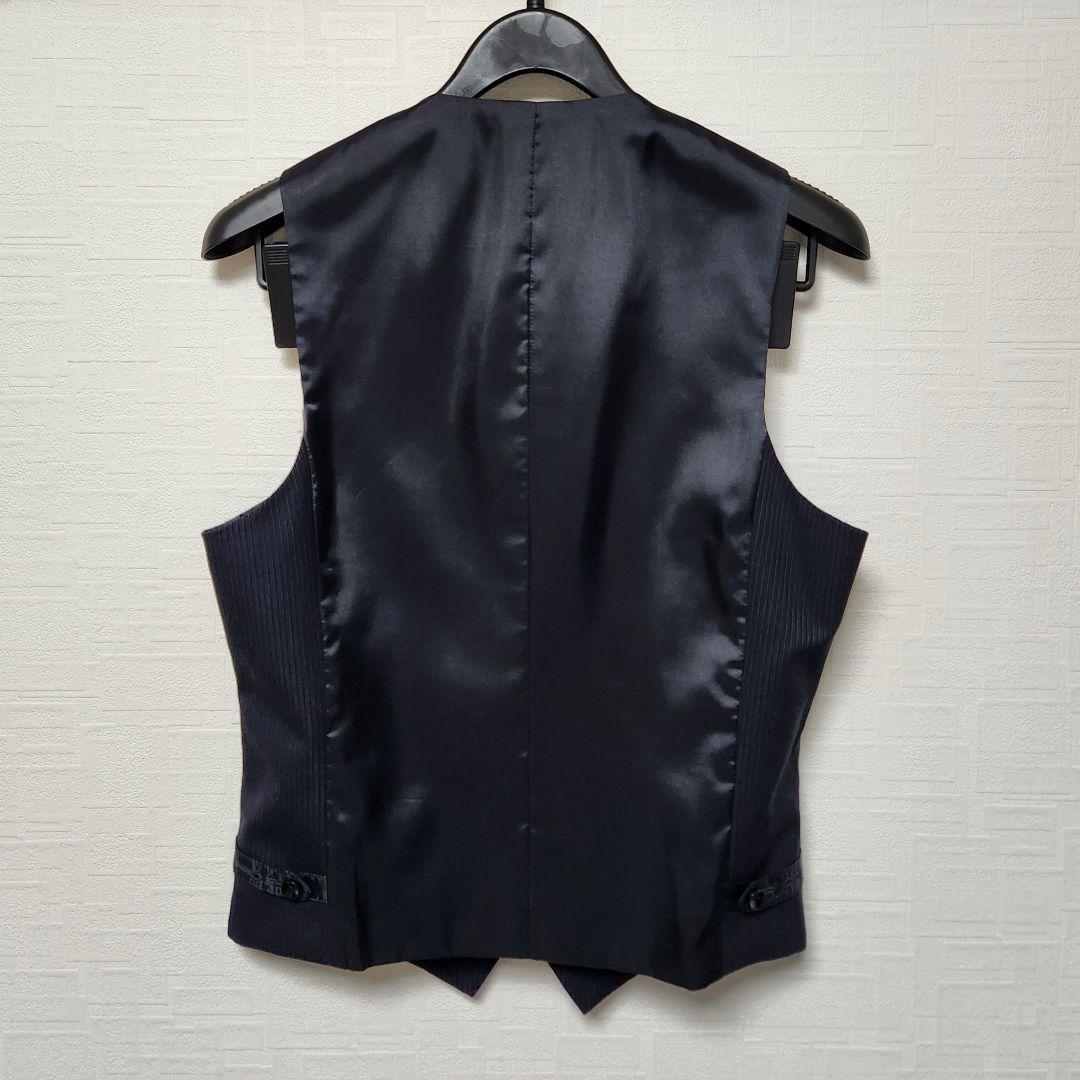 スーツセレクト　メンズ　スーツ　スリーピース　濃紺　ストライプ