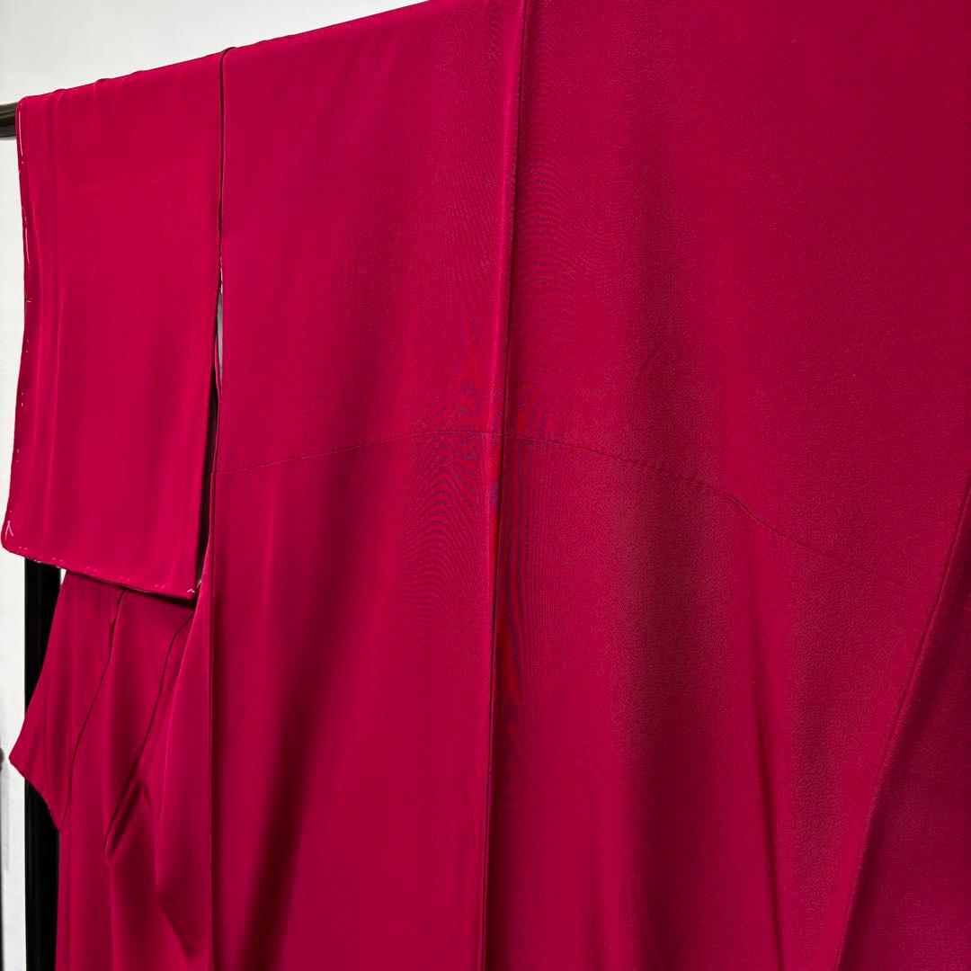 袷　小紋　飛び柄小紋　赤色地に丸紋　身丈159 裄丈67 k1293