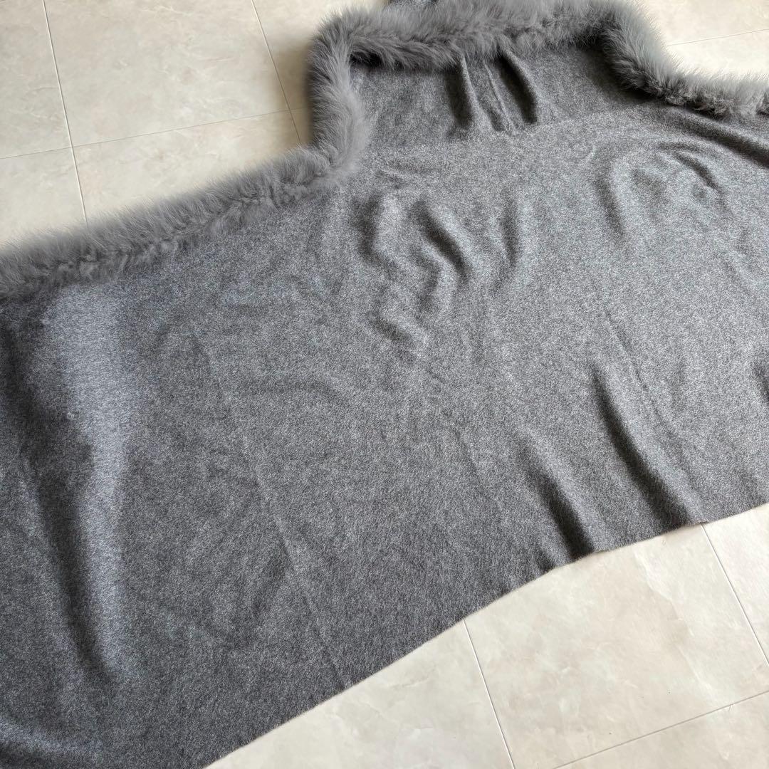 美品✨Diagram カシミヤ×FOXファー フードケープ ポンチョ グレー F