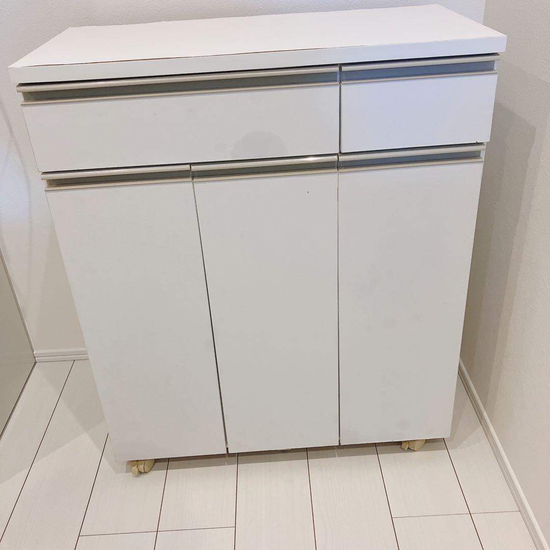 完成品 ニトリ 分別ペール付きキッチンボード ゴミ箱 ペールカウンター ホワイト