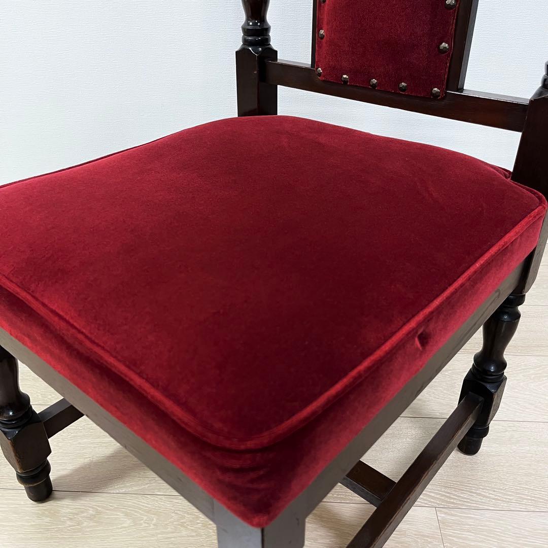 そ12【ヴィンテージ 鋲打ち椅子】高級感あるベルベット張り ダイニングチェア