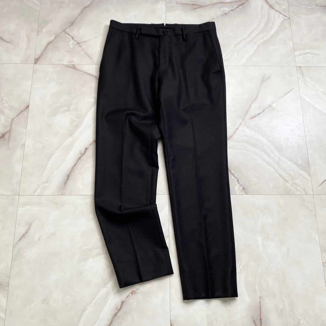 A18385 インコテックス ウールフランネルスラックス スリムフィット 黒44