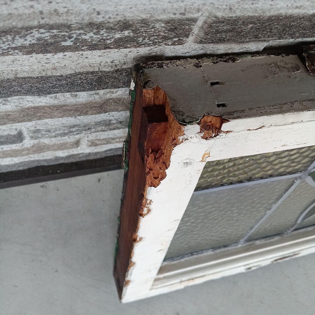 「リー」アンティークガラス　窓枠付きパネル　イギリス製　洋風雑貨