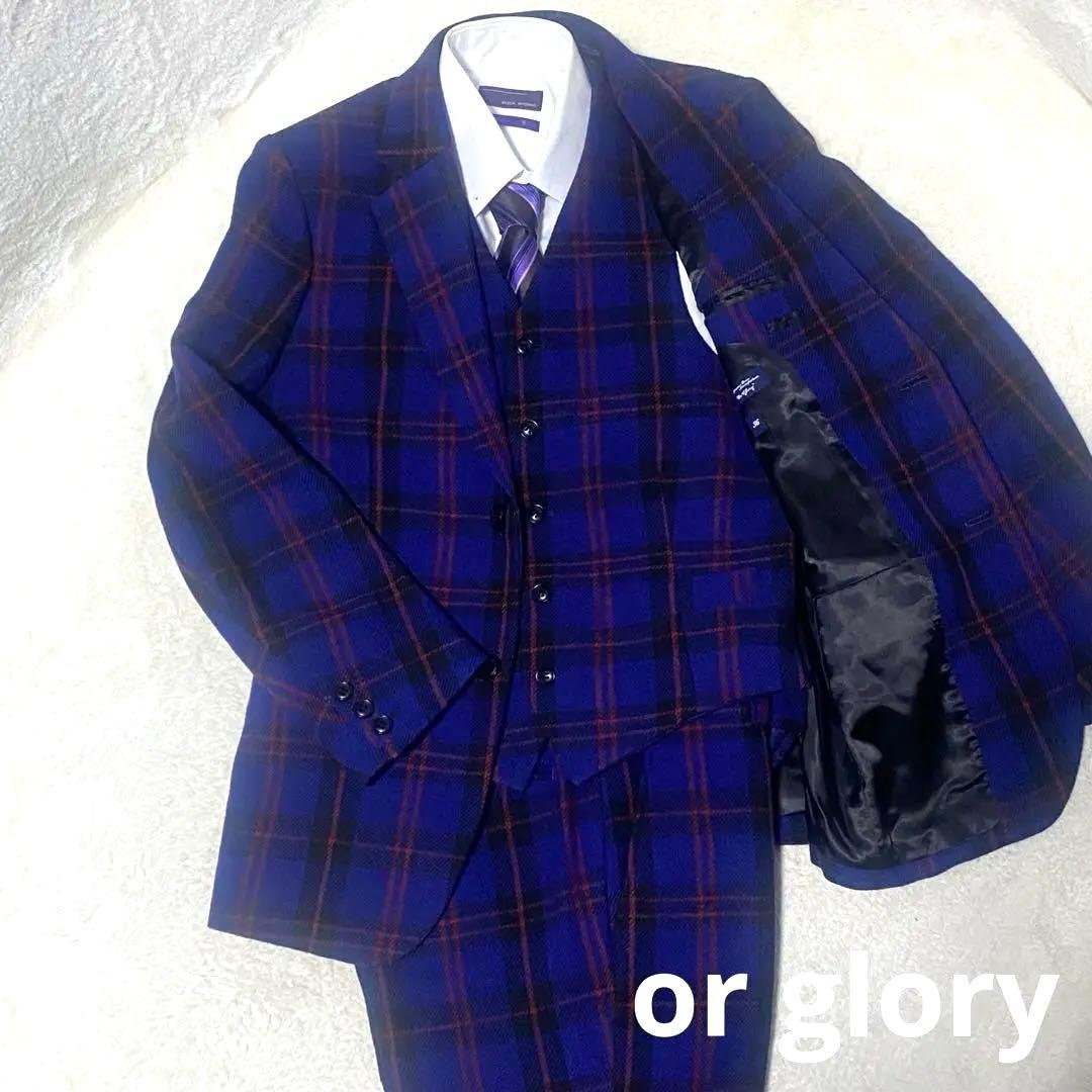 【美品✨】オアグローリー チェック柄スーツ ウール 3ピース 成人式 目立つ