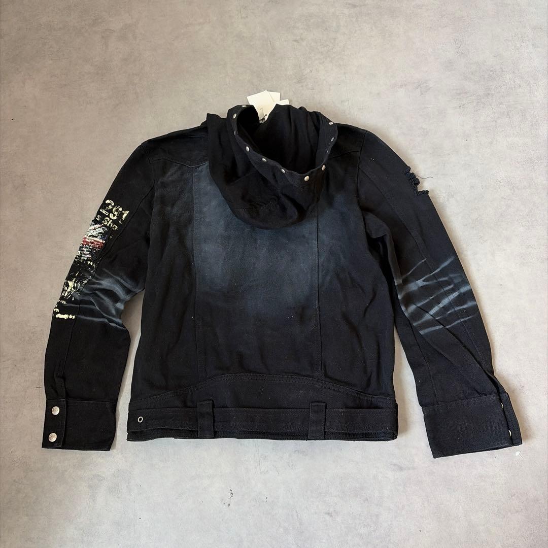 ✨新品✨バーニングショー ダメージ スタッズ スカル Y2K デニム ジャケット