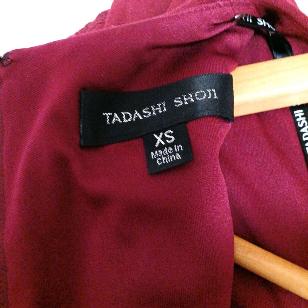 新品✨タダシショージ　ワンピース　深紅　ワイン　レース　ストレッチ　XS