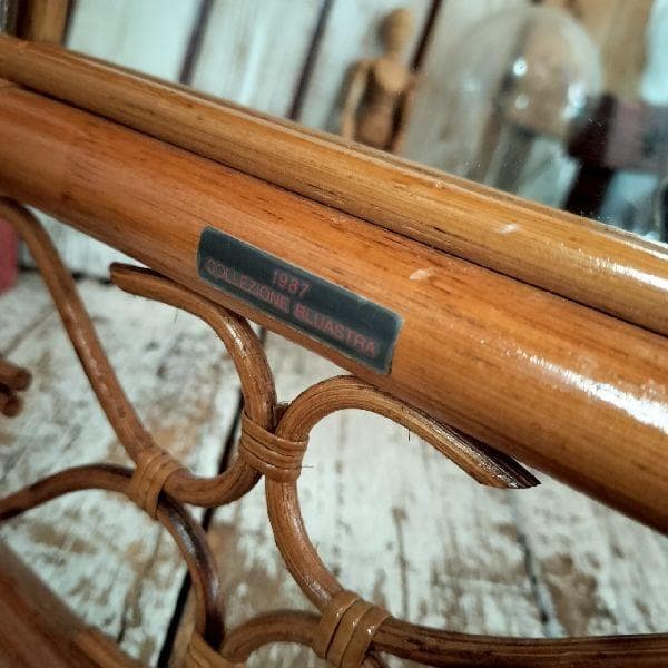 80s ヴィンテージ BLUASTRA ラタン フレーム スタンド ミラー 姿見