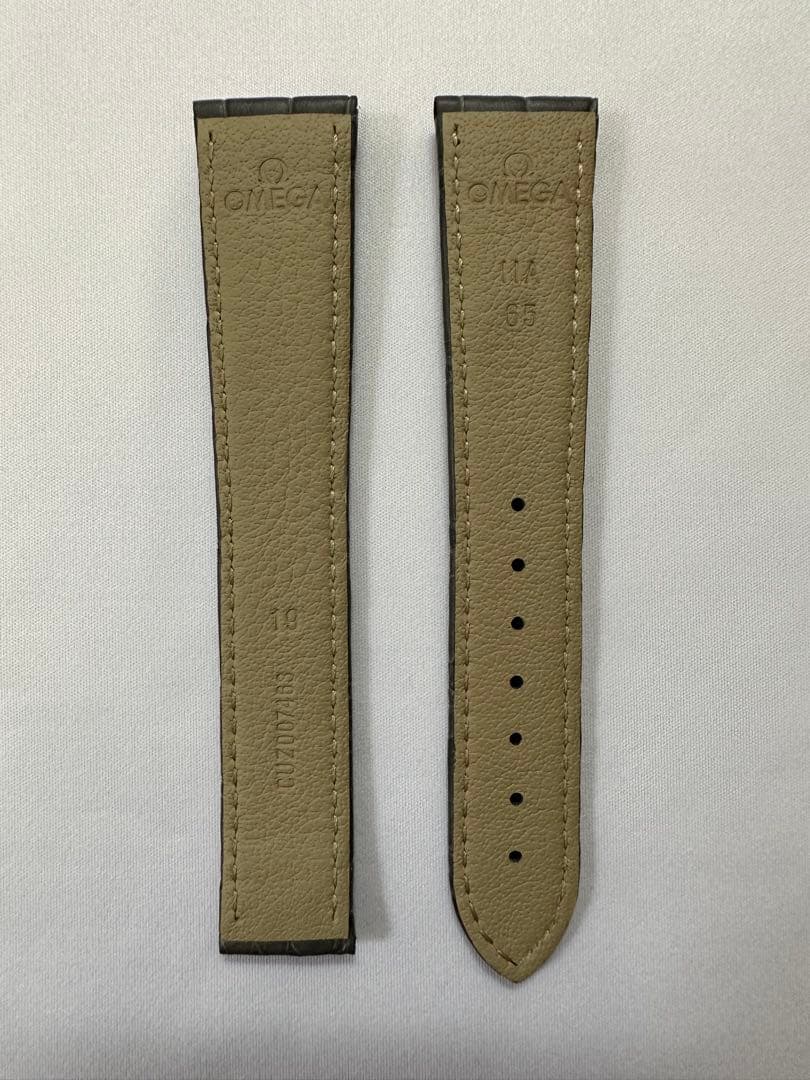 【純正品】OMEGA グレーアリゲーターレザーストラップ 19mm