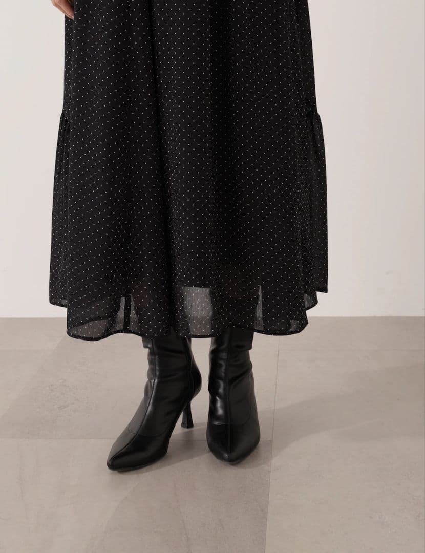 プロポーションボディドレッシング♡ボウタイ　ワンピース　シャーリング　ドット