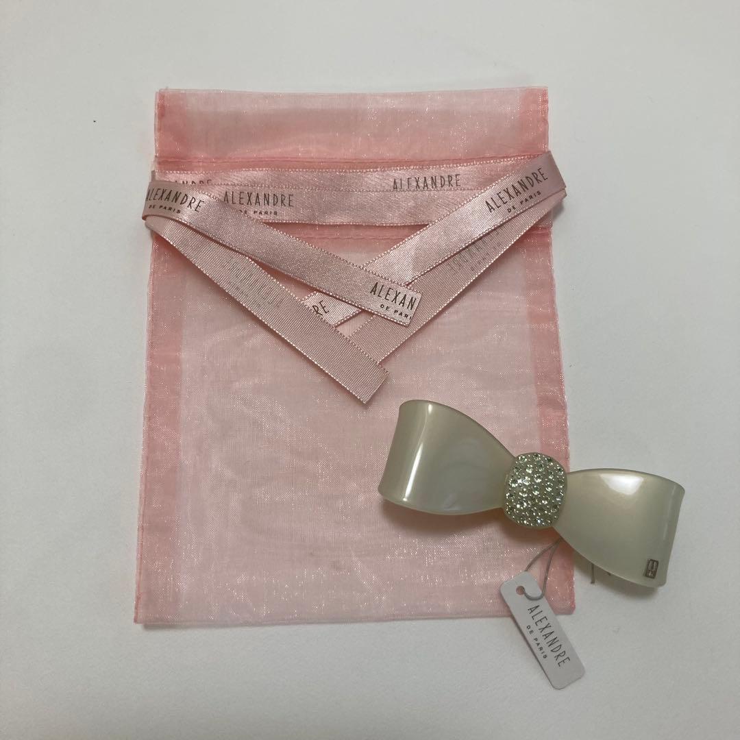 新品☆alexandre de paris☆リボンバレッタ 淡いグリーン