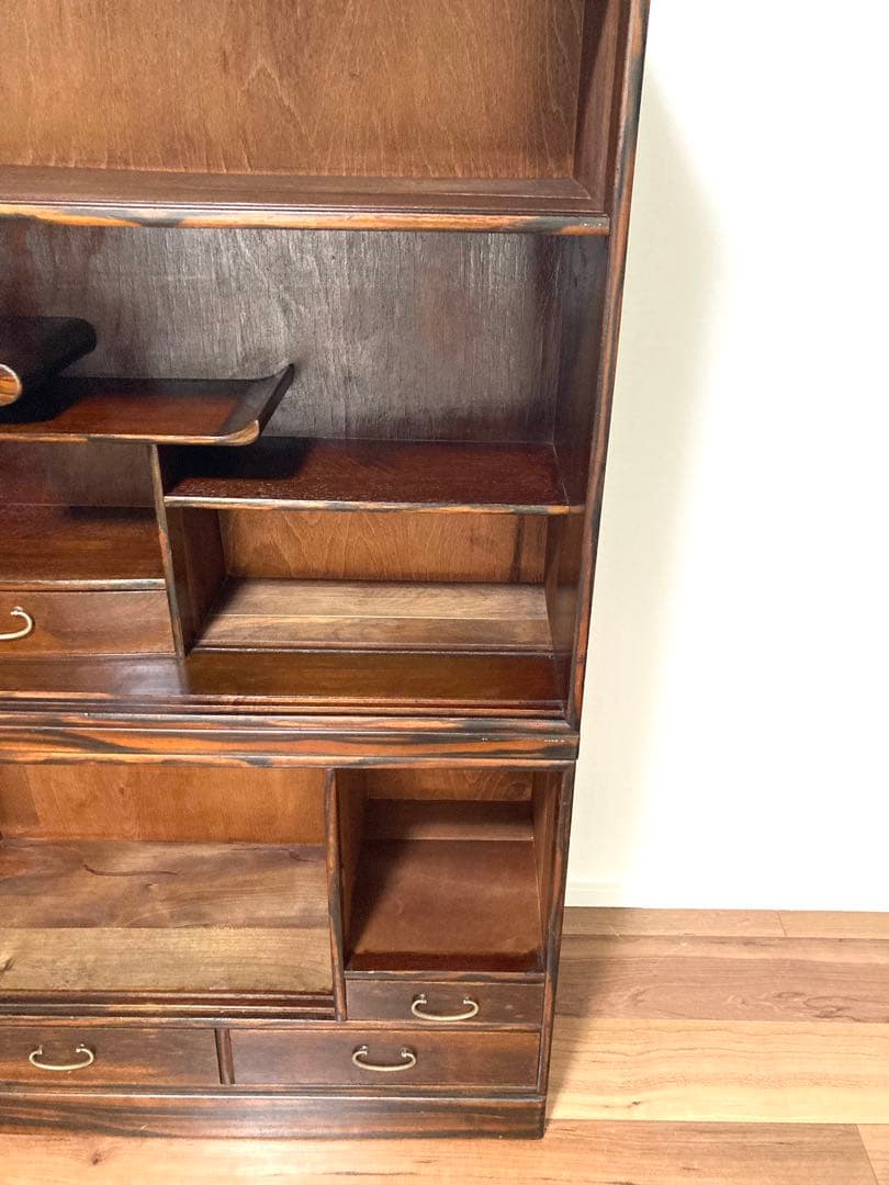 【メンテ済】佇まい良さげな収納棚　茶箪笥　上下分割可　高さ124cm