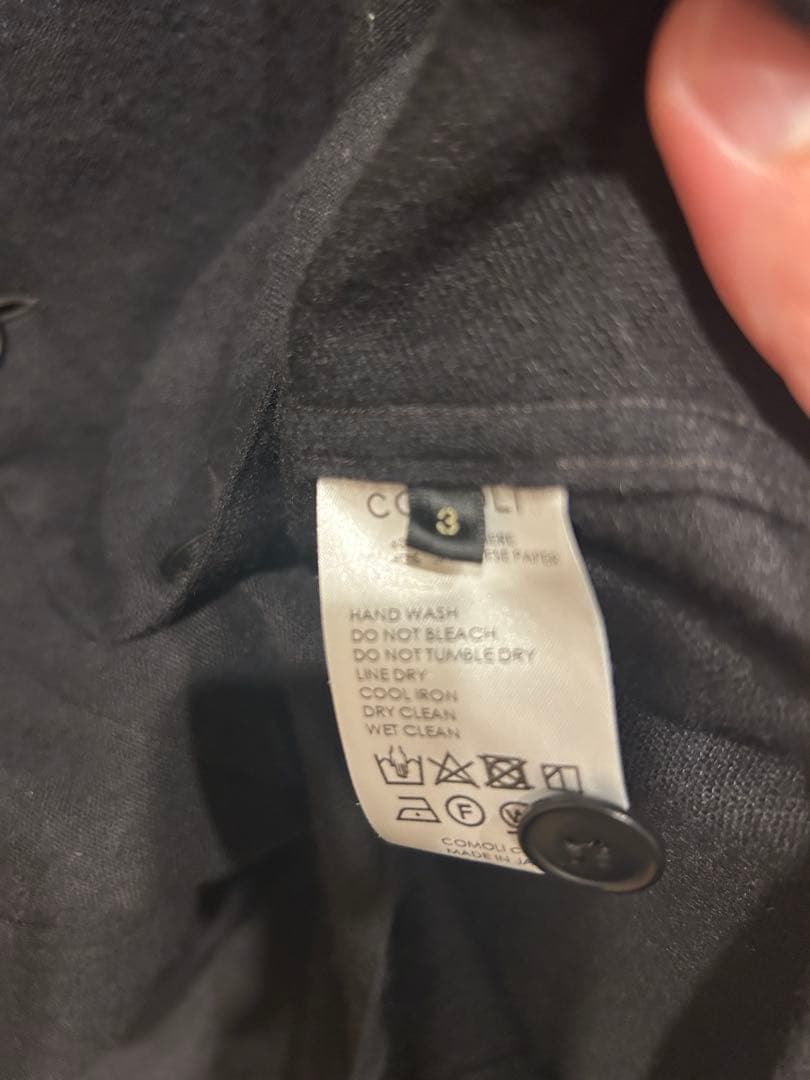名作　コモリ　COMOLI カシミヤ和紙ワークジャケット ブラック　サ