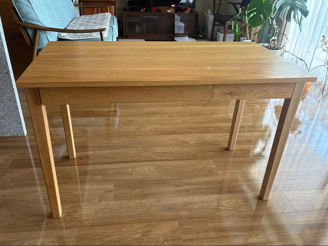 無印良品　無垢材デスク(引出付)オーク材
