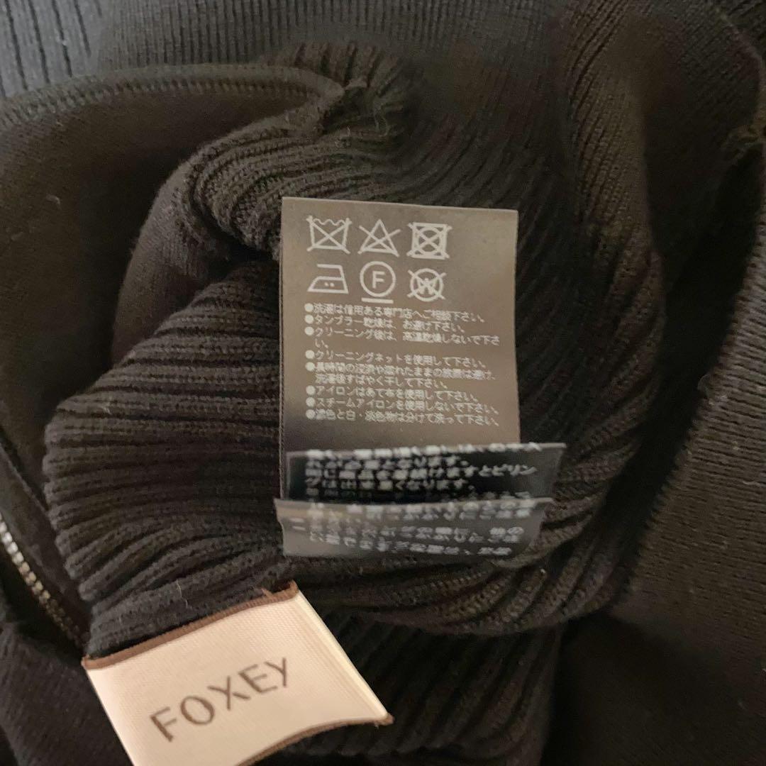 FOXEY フォクシー フードパーカー　ウール　リブニット　ベロア　40