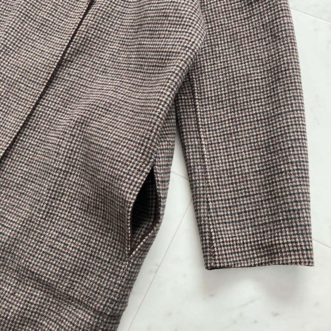 プラージュ ウールリバーコート リバーシブル ブラウン チェック 38