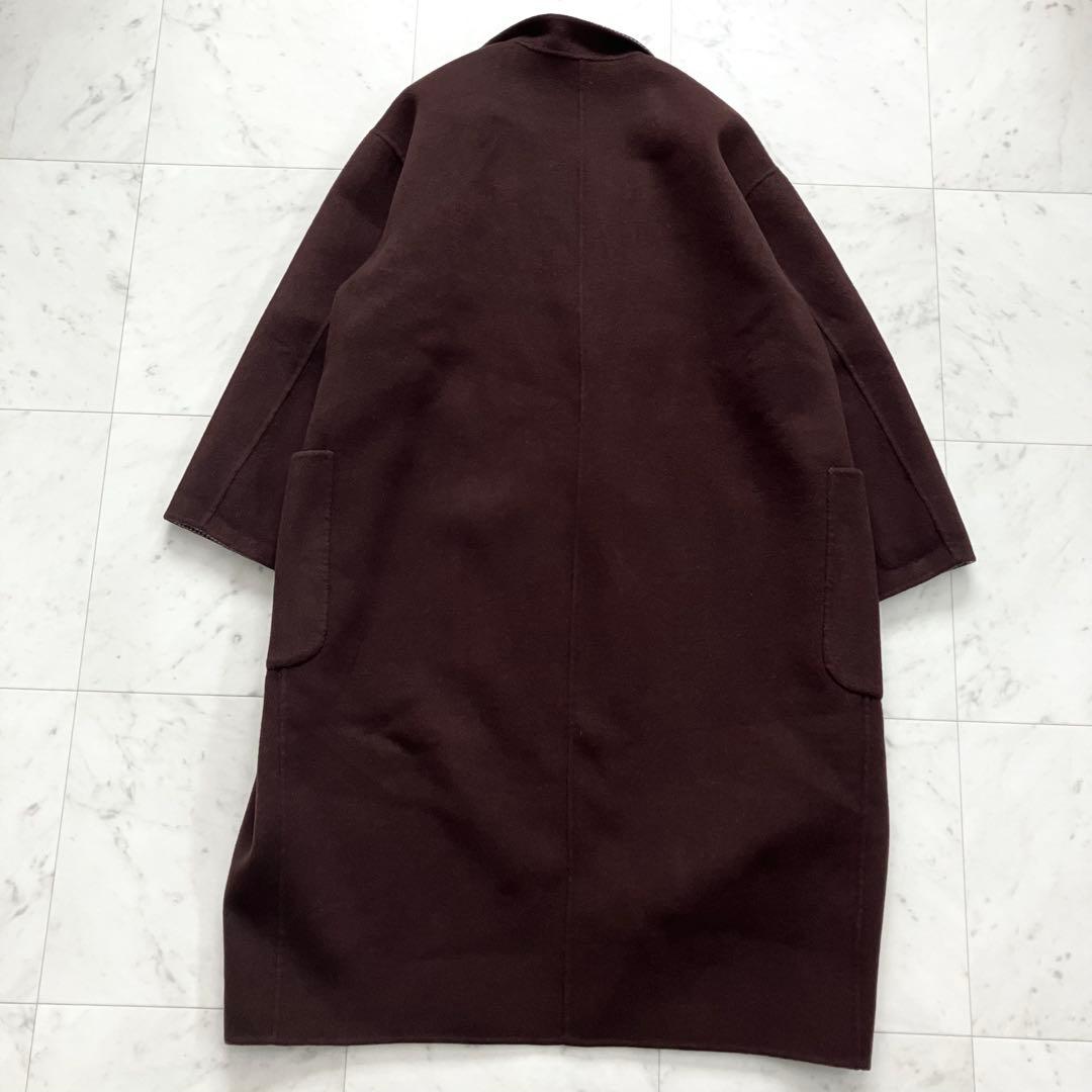 プラージュ ウールリバーコート リバーシブル ブラウン チェック 38