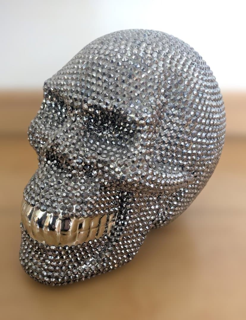 送込美品！KARE廃盤スカルクリスタルシルバー貯金箱スワロフスキードクロ