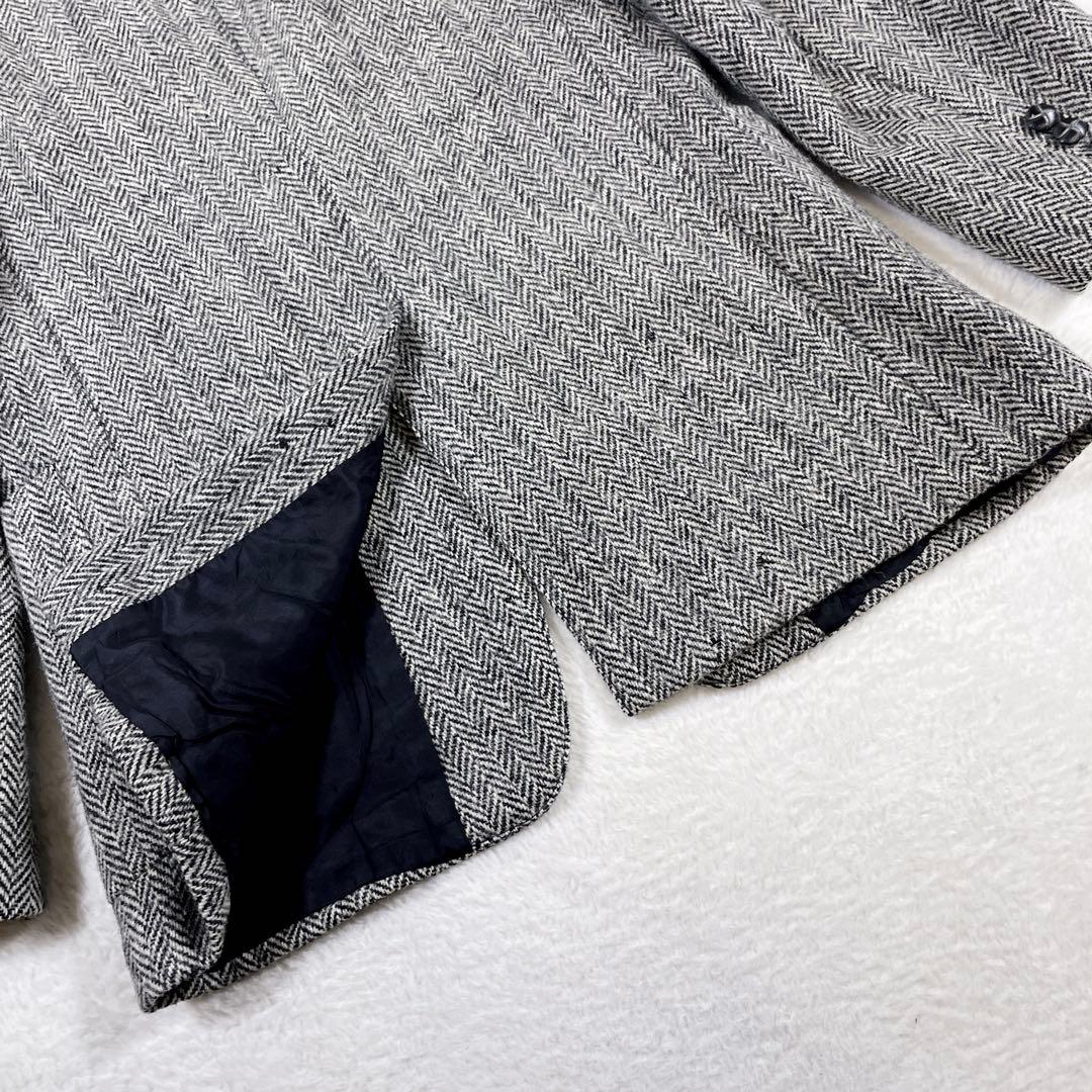 ハリスツイード テーラードジャケット ヘリンボーン 胡桃ボタン ヴィンテージ
