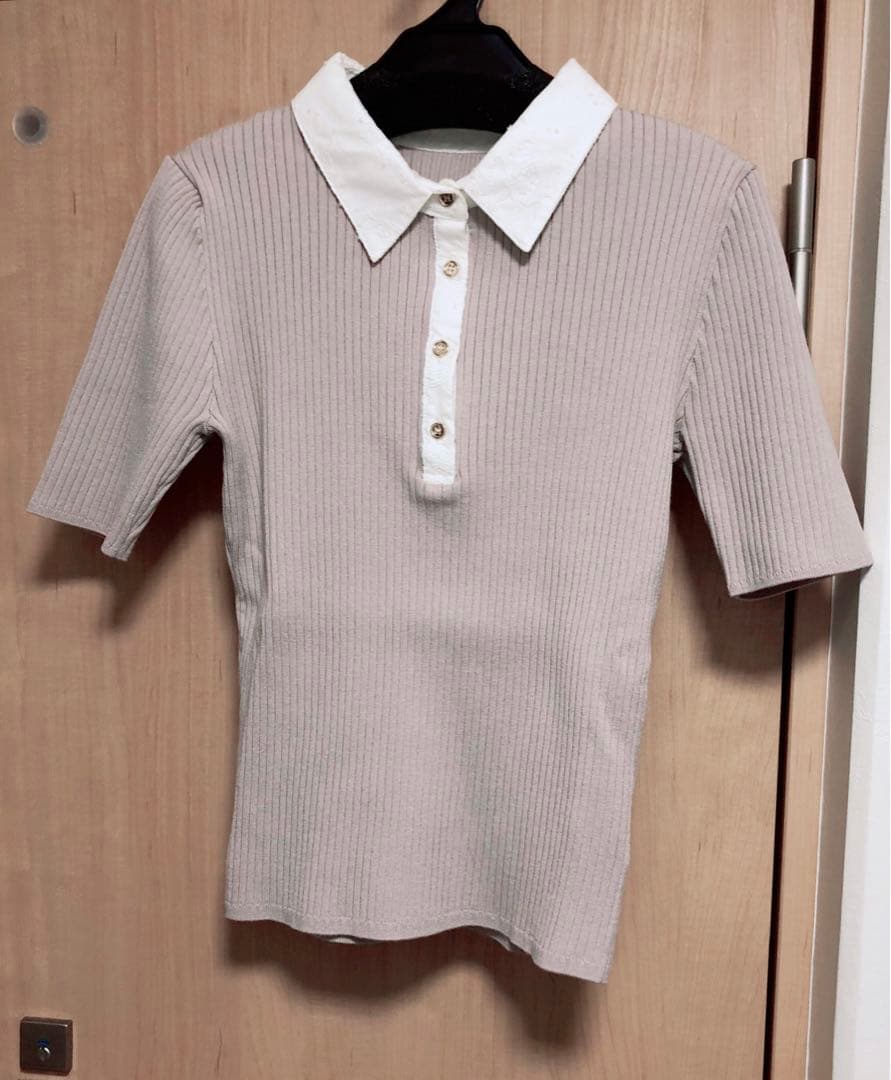 アプワイザーリッシェ　新作　レース衿リブニット　40