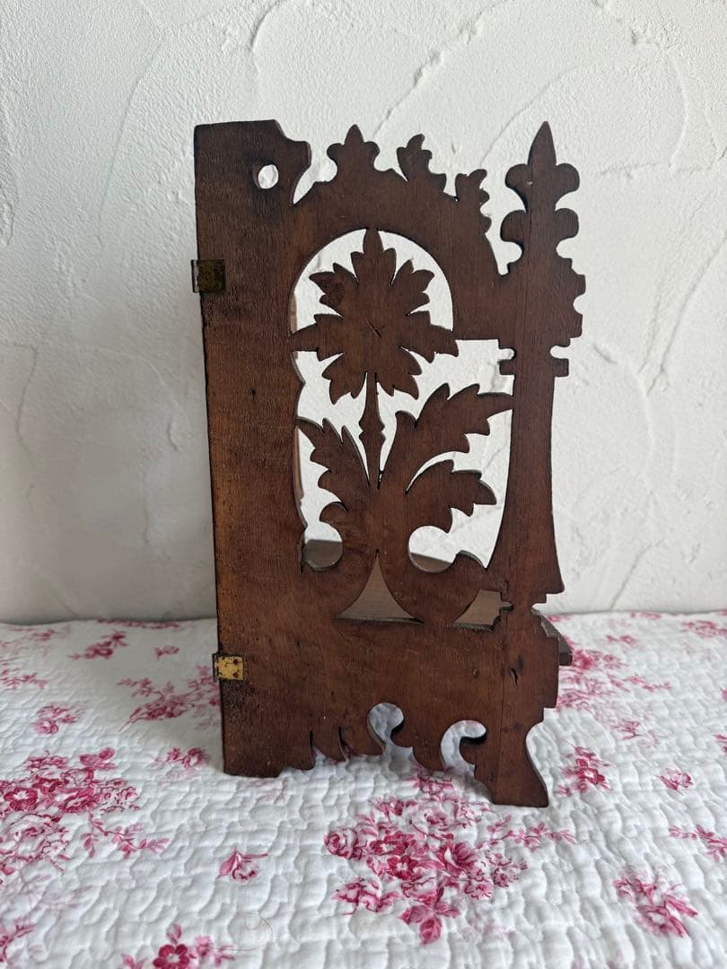 フランスアンティーク　木製コーナーシェルフ　折りたたみ式