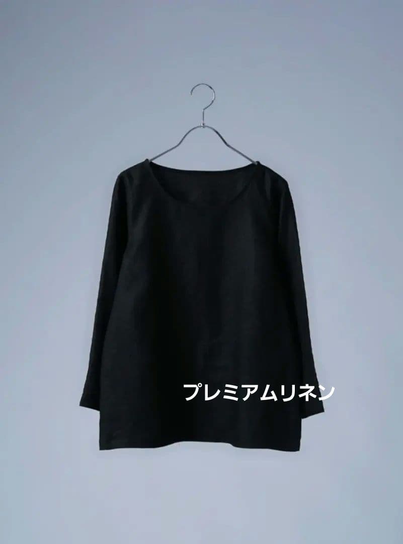 wafu. プレミアムリネントップス　 丸首 トップス LL